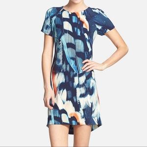 Wayf Printed Crepe Short Sleeve Shift Dress